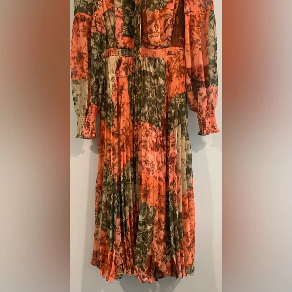 Excellent Condition, Rachel Parcell- Pleated Chiffon Midi Dress w/ Bow, Size 0 - Picture 8 of 15